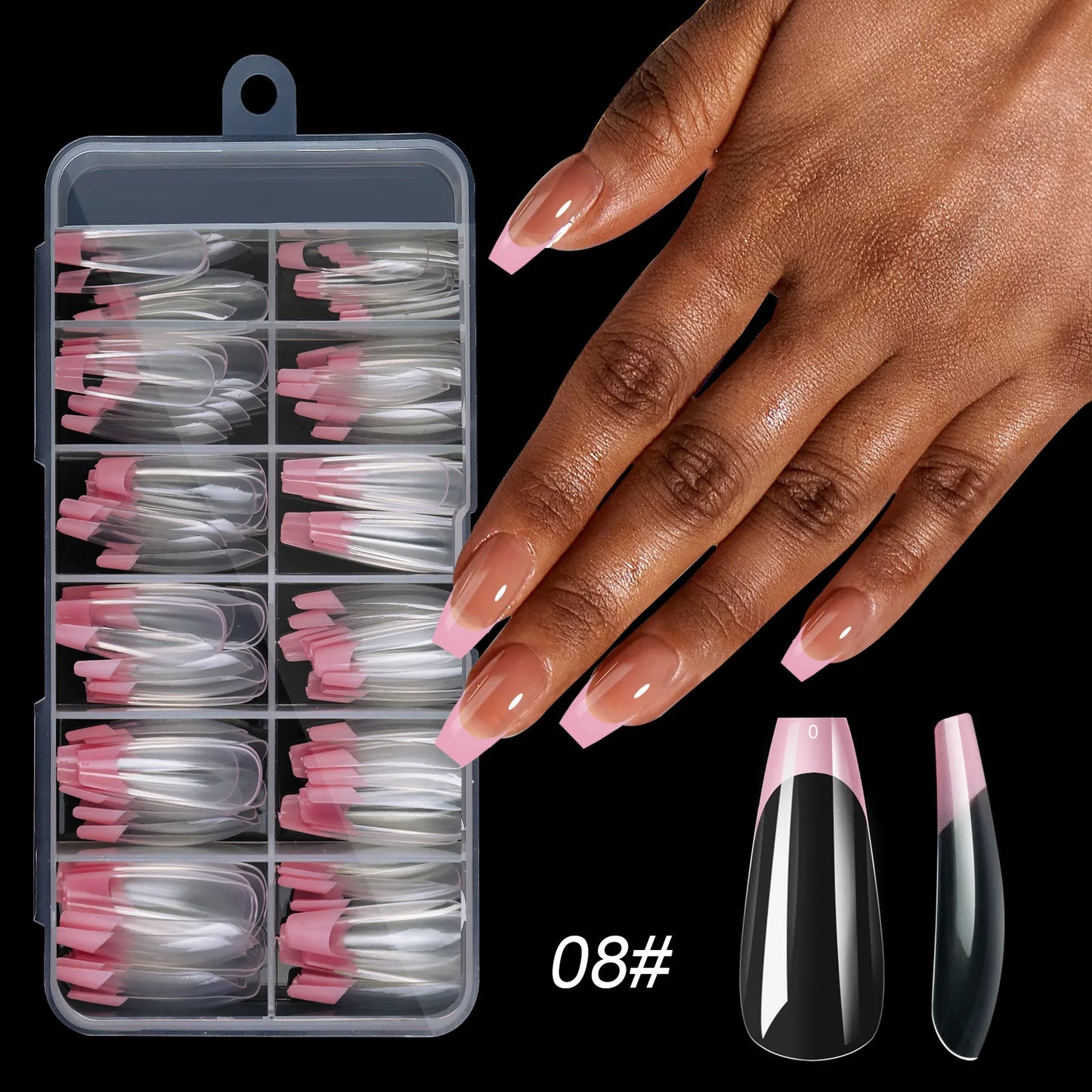 Press On Nails 120pcs | French Acrylic Full Cover Nail Tips | Mixed Sizes