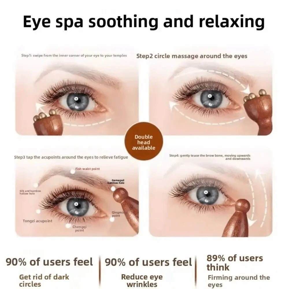 Lymphatic Facial Contour Brush & Brass Lotus Eye Massage Tool - Sandalwood Acupressure Set