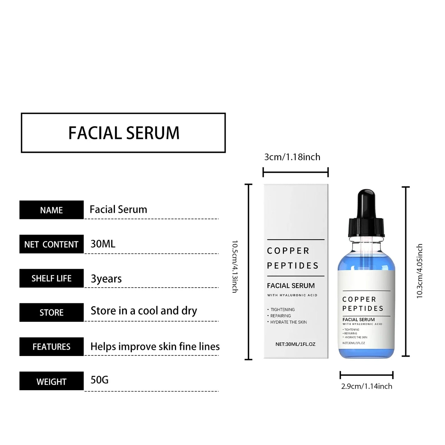 Copper Titanium Hyaluronic Acid Serum | Brightening & Soothing Essence 30ml