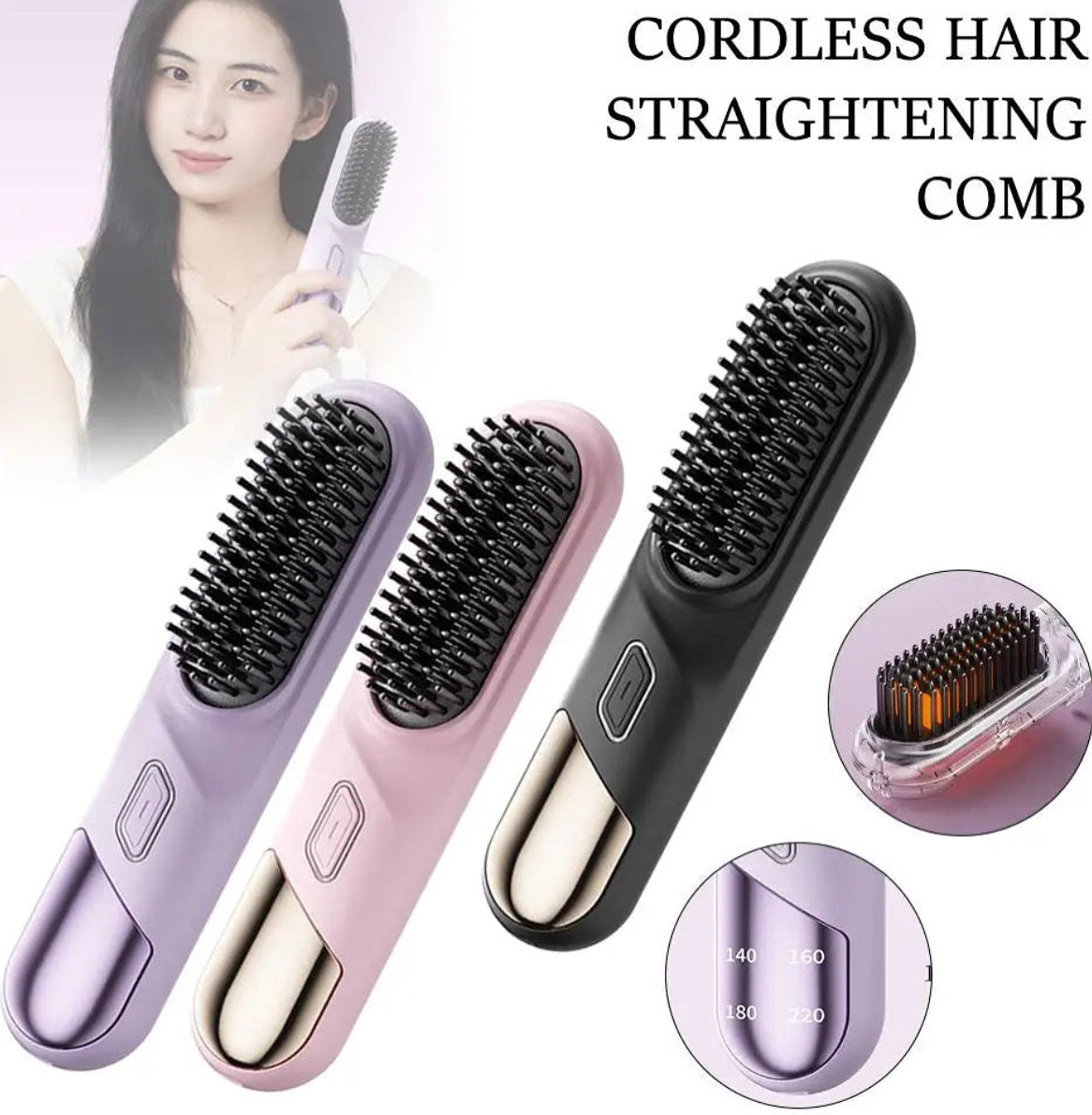 Professional hair straightener placed next to a model showcasing sleek, straight hair for perfect styling results.