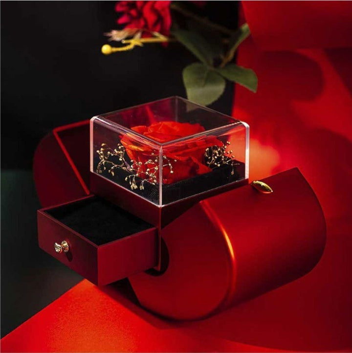 Fashion Jewelry Box Red Apple Christmas Gift Necklace Eternal Rose For Girl Mother's day.