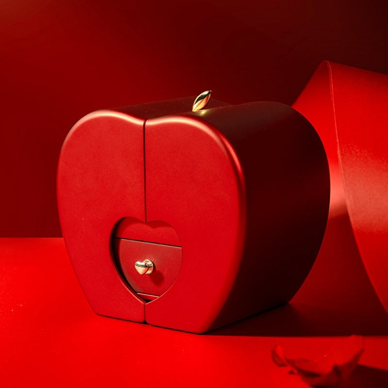 Fashion Jewelry Box Red Apple Christmas Gift Necklace Eternal Rose For Girl Mother's day.