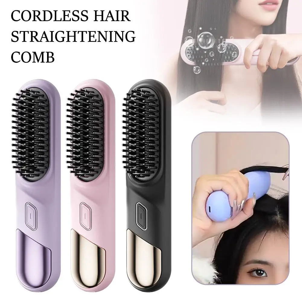 Wet Dry Hair Straightener Cordless Hair Straightener Brush With Fast Heating.