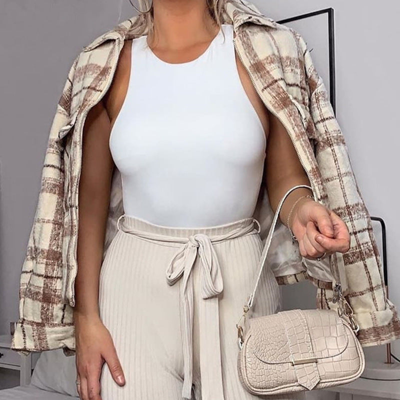 Summer round neck sleeveless bodysuit