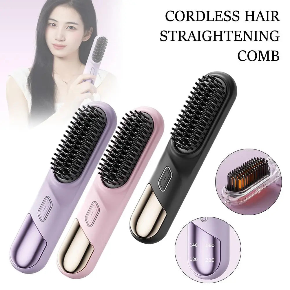 Wet Dry Hair Straightener Cordless Hair Straightener Brush With Fast Heating.