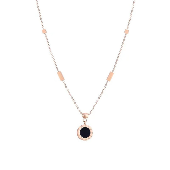 Female Clavicle Titanium Steel Necklace Roman Numerals Personality Neck Pendant