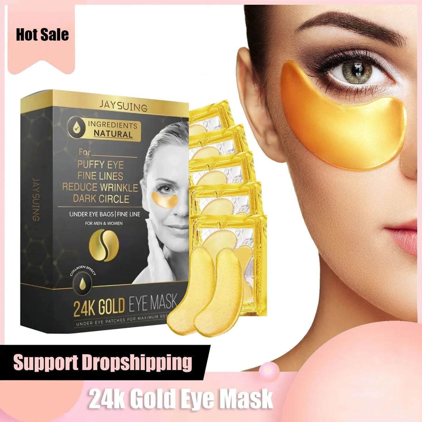24K Gold Collagen Eye Mask - Anti Wrinkle & Dark Circles