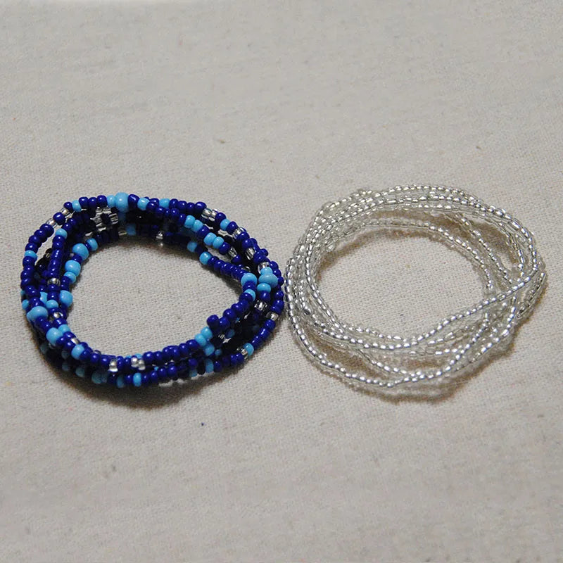 African Waist Bead Chain Set (2 Pcs) — Colorful Belly Chains for Women & Girls