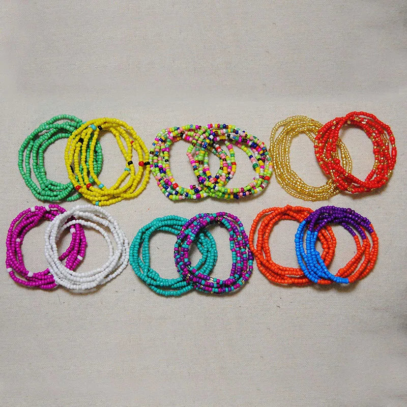 African Waist Bead Chain Set (2 Pcs) — Colorful Belly Chains for Women & Girls
