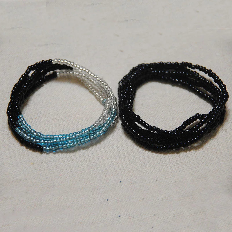African Waist Bead Chain Set (2 Pcs) — Colorful Belly Chains for Women & Girls