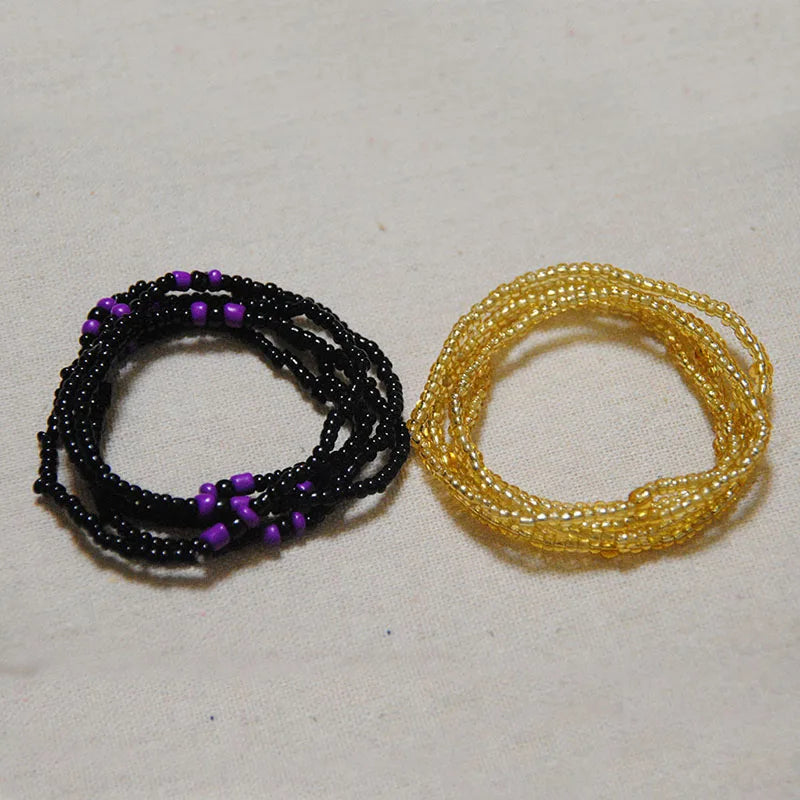 African Waist Bead Chain Set (2 Pcs) — Colorful Belly Chains for Women & Girls