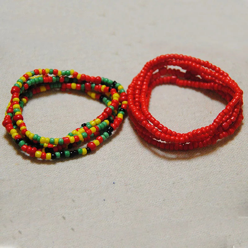 African Waist Bead Chain Set (2 Pcs) — Colorful Belly Chains for Women & Girls