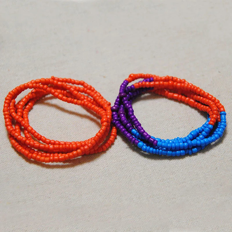 African Waist Bead Chain Set (2 Pcs) — Colorful Belly Chains for Women & Girls