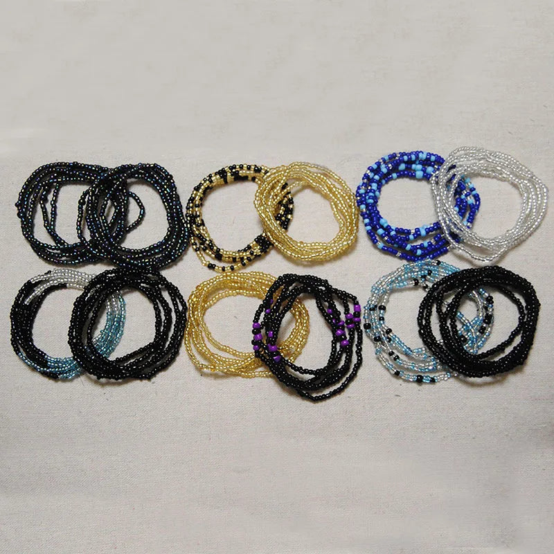 African Waist Bead Chain Set (2 Pcs) — Colorful Belly Chains for Women & Girls