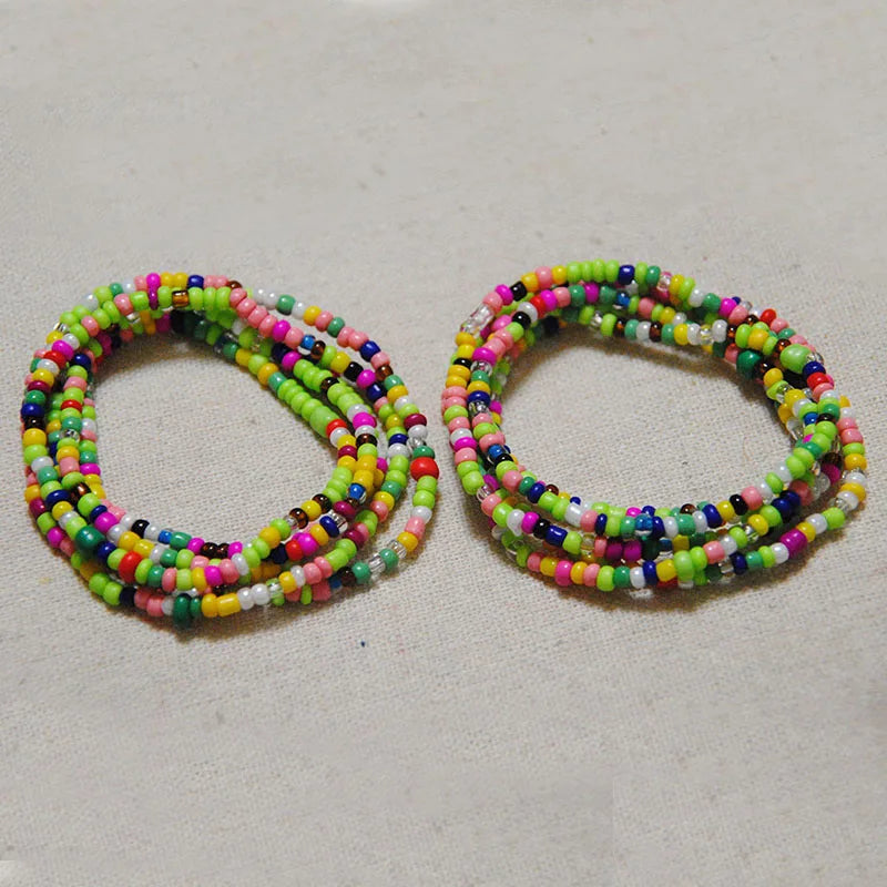 African Waist Bead Chain Set (2 Pcs) — Colorful Belly Chains for Women & Girls