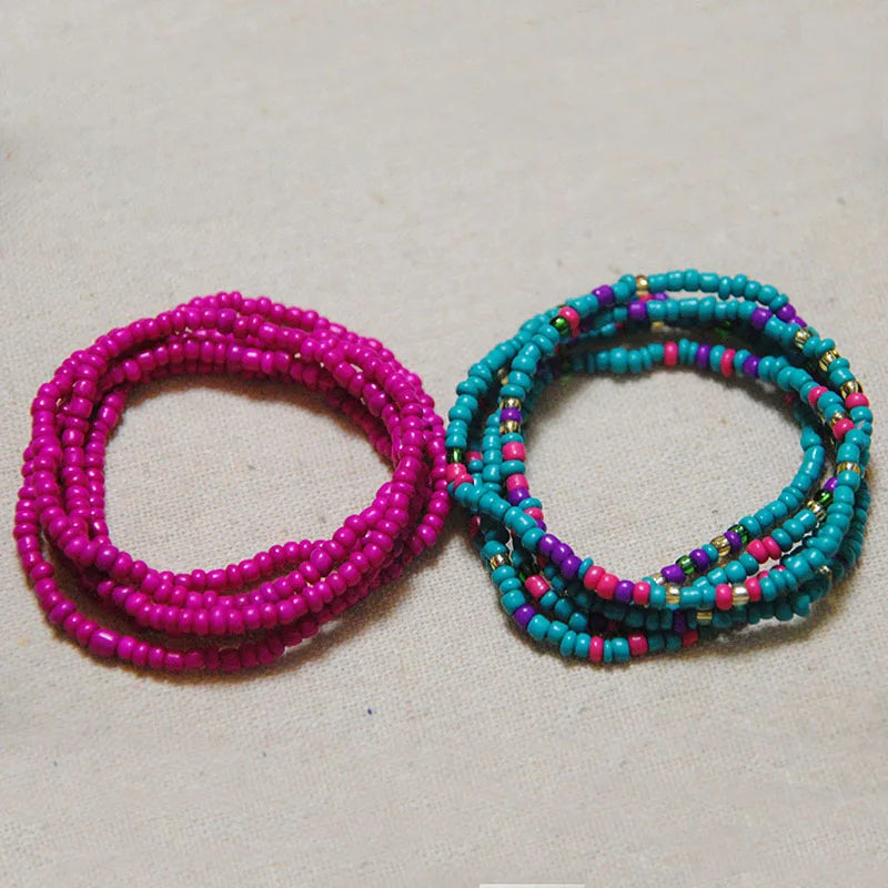 African Waist Bead Chain Set (2 Pcs) — Colorful Belly Chains for Women & Girls