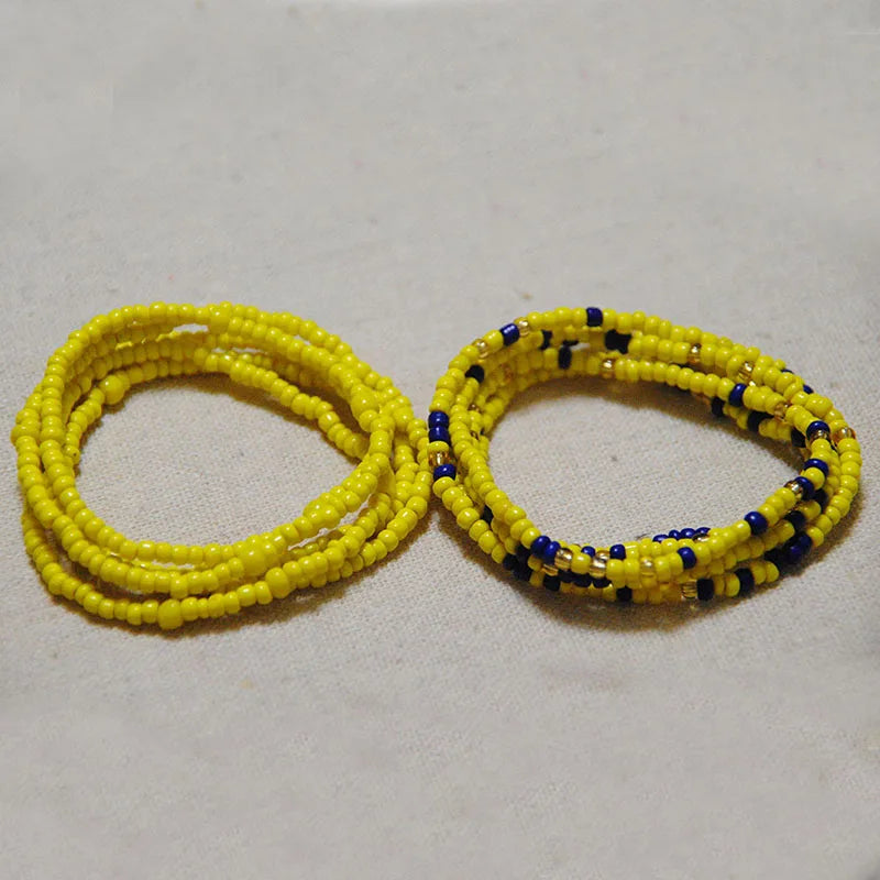 African Waist Bead Chain Set (2 Pcs) — Colorful Belly Chains for Women & Girls