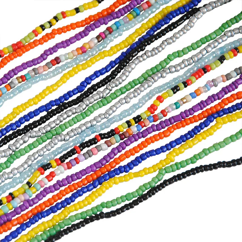 African Waist Bead Chain Set (2 Pcs) — Colorful Belly Chains for Women & Girls