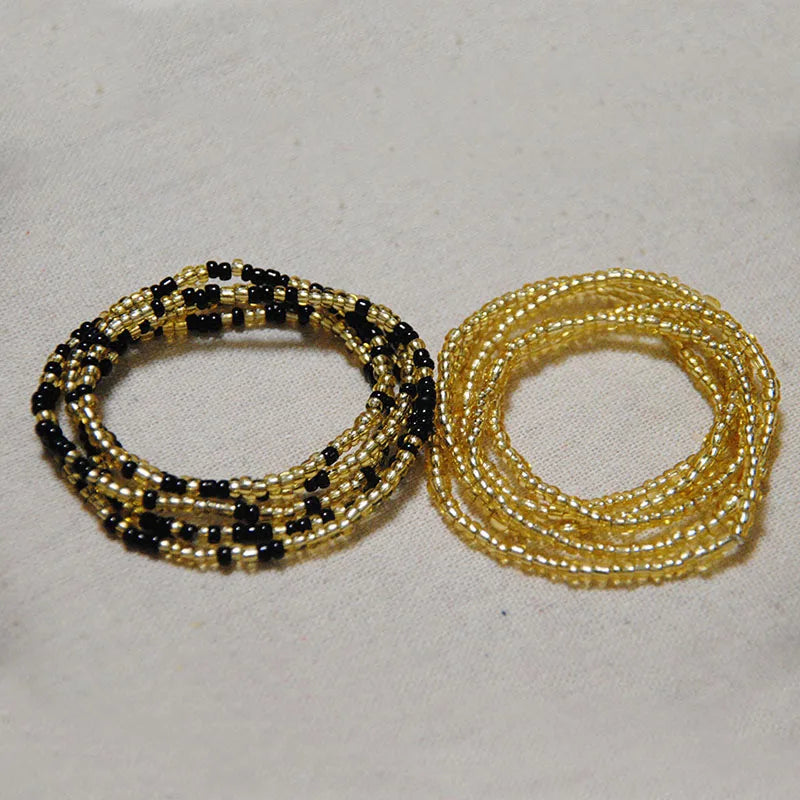 African Waist Bead Chain Set (2 Pcs) — Colorful Belly Chains for Women & Girls