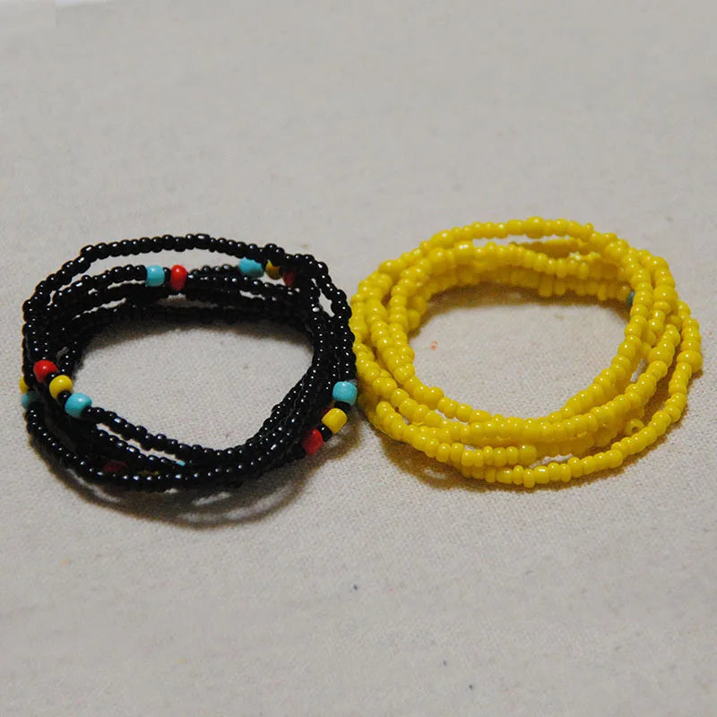 African Waist Bead Chain Set (2 Pcs) — Colorful Belly Chains for Women & Girls