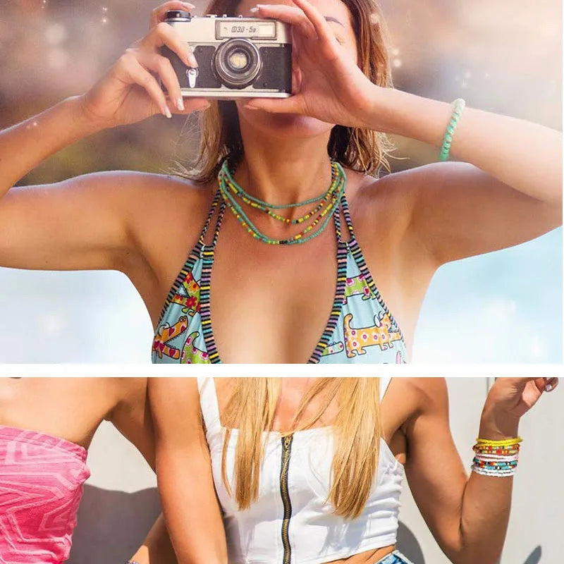 African Waist Bead Chain Set (2 Pcs) — Colorful Belly Chains for Women & Girls
