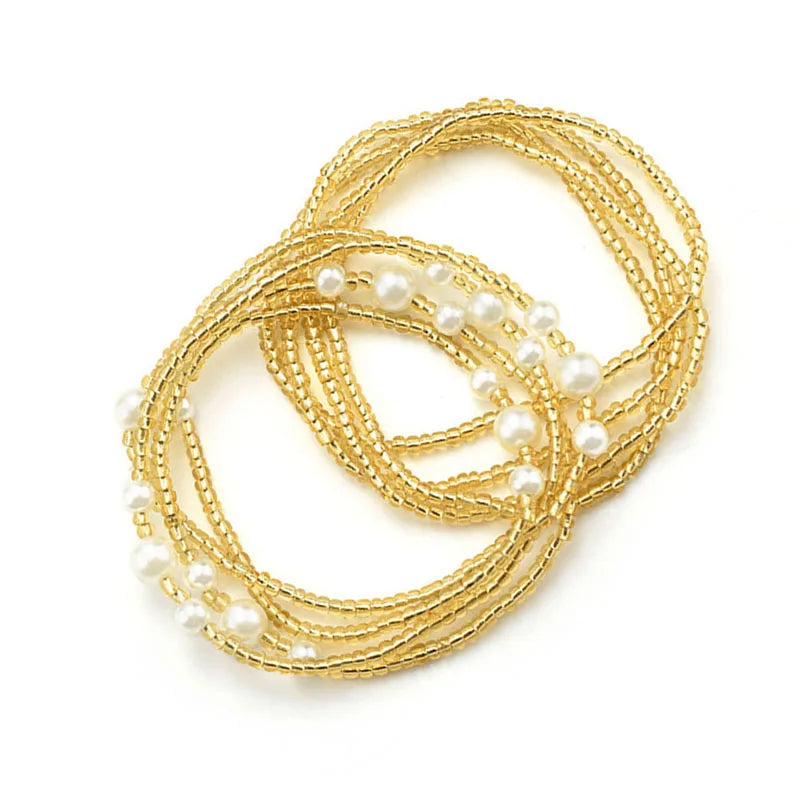 African Waist Bead Chain Set (2 Pcs) — Colorful Belly Chains for Women & Girls