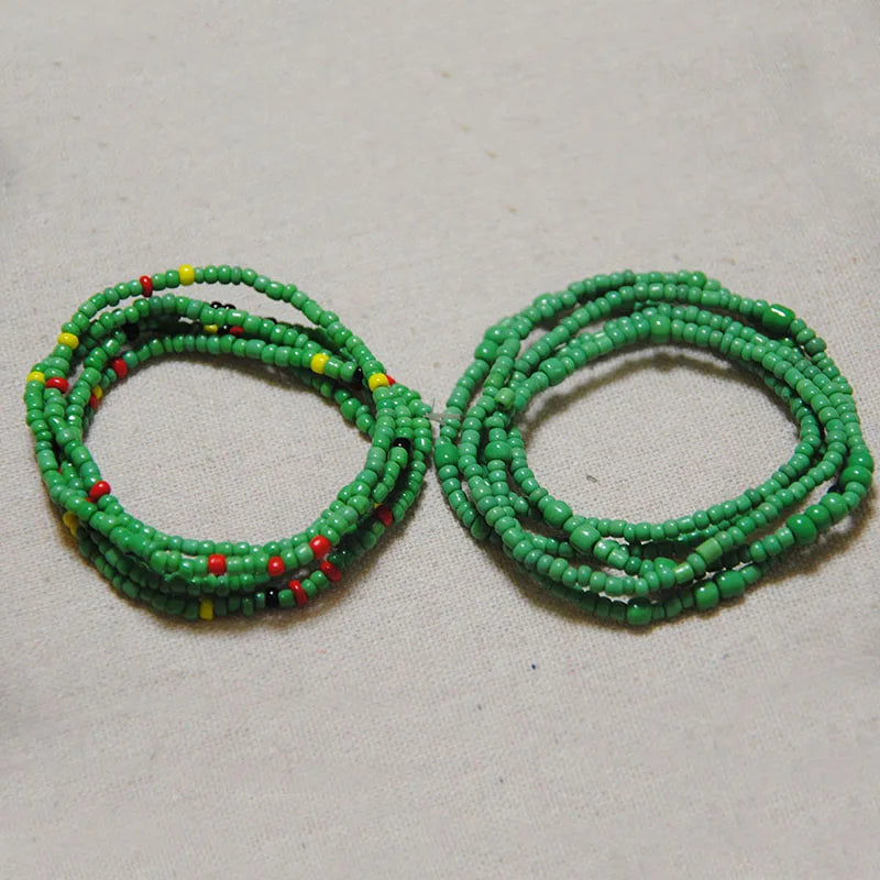 African Waist Bead Chain Set (2 Pcs) — Colorful Belly Chains for Women & Girls