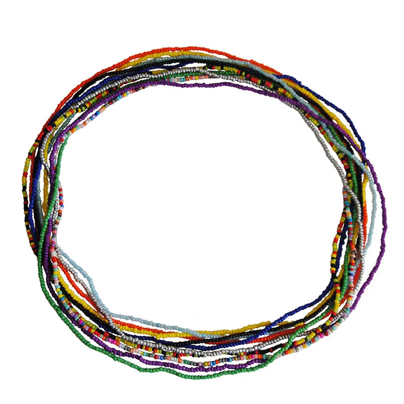 African Waist Bead Chain Set (2 Pcs) — Colorful Belly Chains for Women & Girls