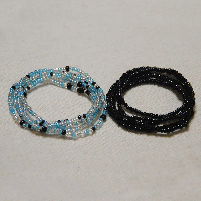 African Waist Bead Chain Set (2 Pcs) — Colorful Belly Chains for Women & Girls