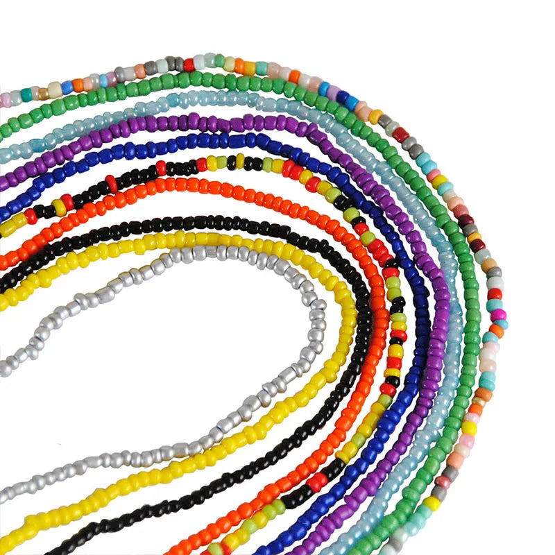 African Waist Bead Chain Set (2 Pcs) — Colorful Belly Chains for Women & Girls