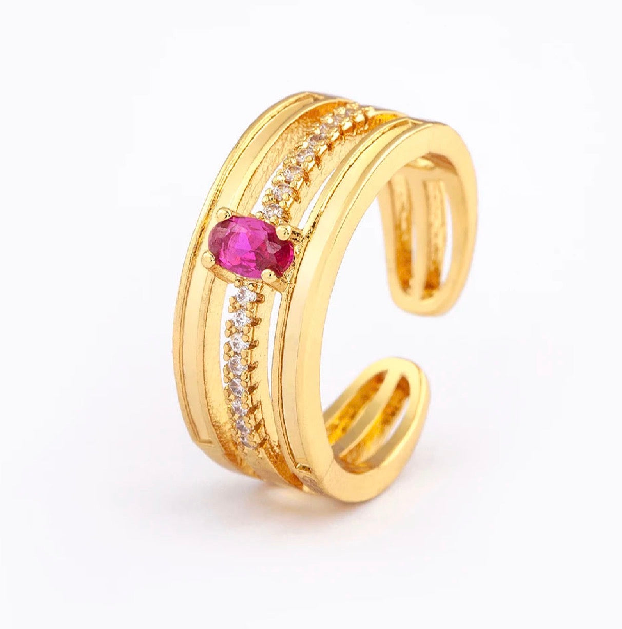 Adjustable Layered Ring - Dazzling Zirconia Statement Jewelry