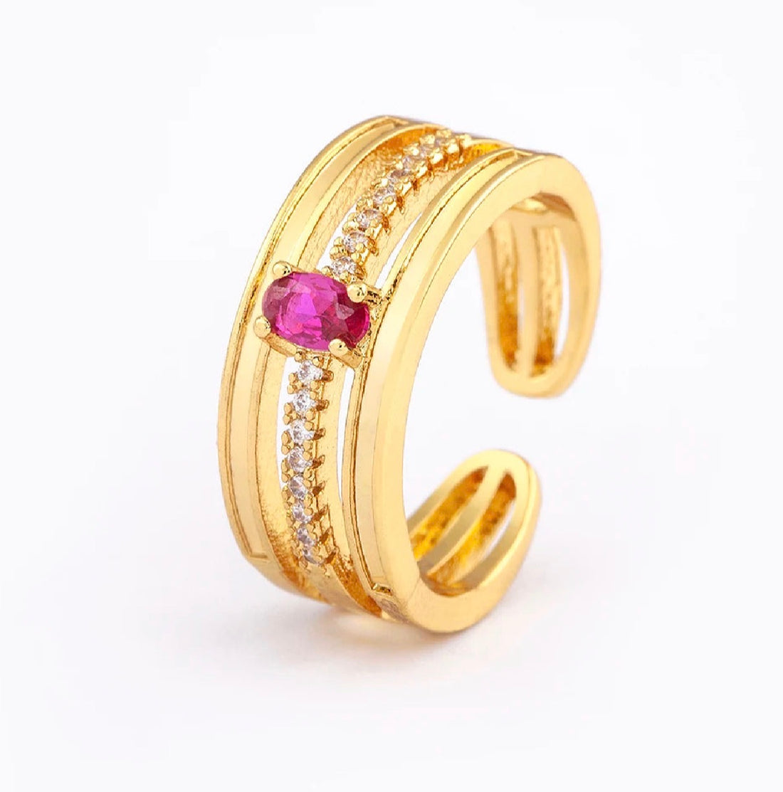Adjustable Layered Ring - Dazzling Zirconia Statement Jewelry