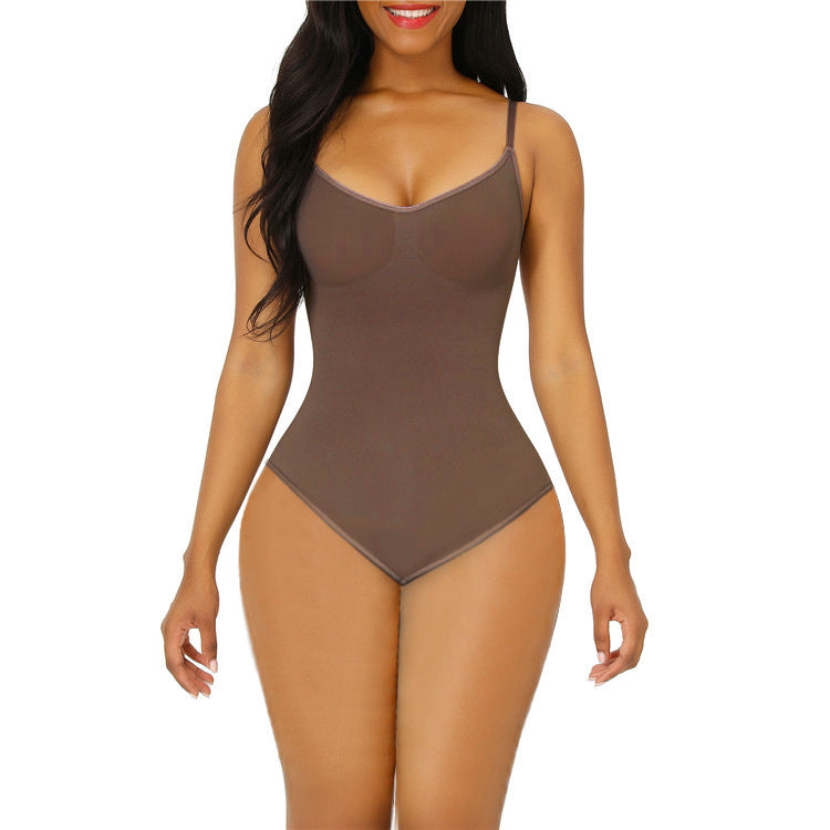 Women's Thin With Shoulder-straps Solid Color Belly And Waist Shaping Jumpsuit
