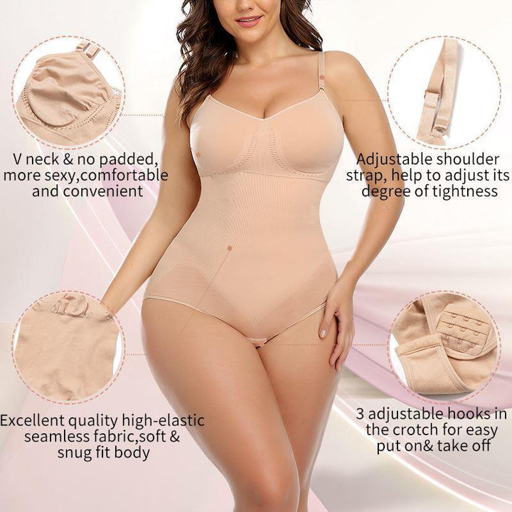 Women's Thin With Shoulder-straps Solid Color Belly And Waist Shaping Jumpsuit