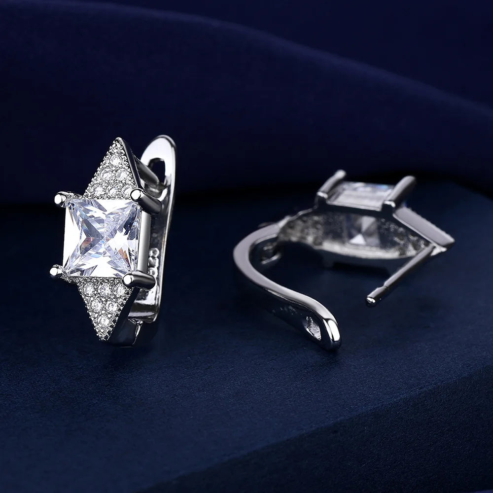 925 Sterling Silver Purple Zirconia Stud Earrings - Vintage Elegant Design