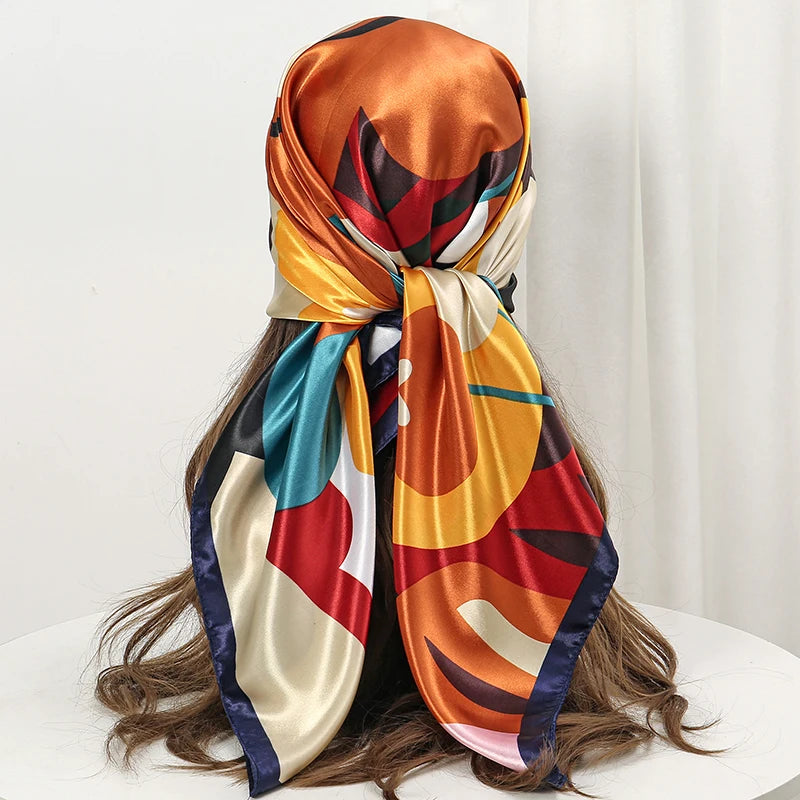 Silk Printed Square Scarf for Women – Versatile Satin Shawl & Headband | Lamaquise