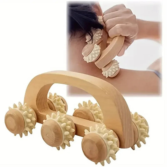 Wooden Body Massage Roller | Deep Tissue Relief for Neck, Back & Legs