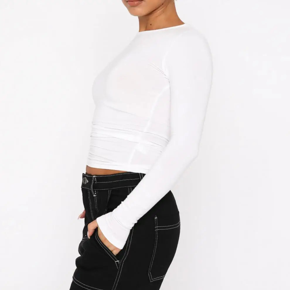 Basic Long Sleeve Crew Neck T-Shirt - Essential Top
