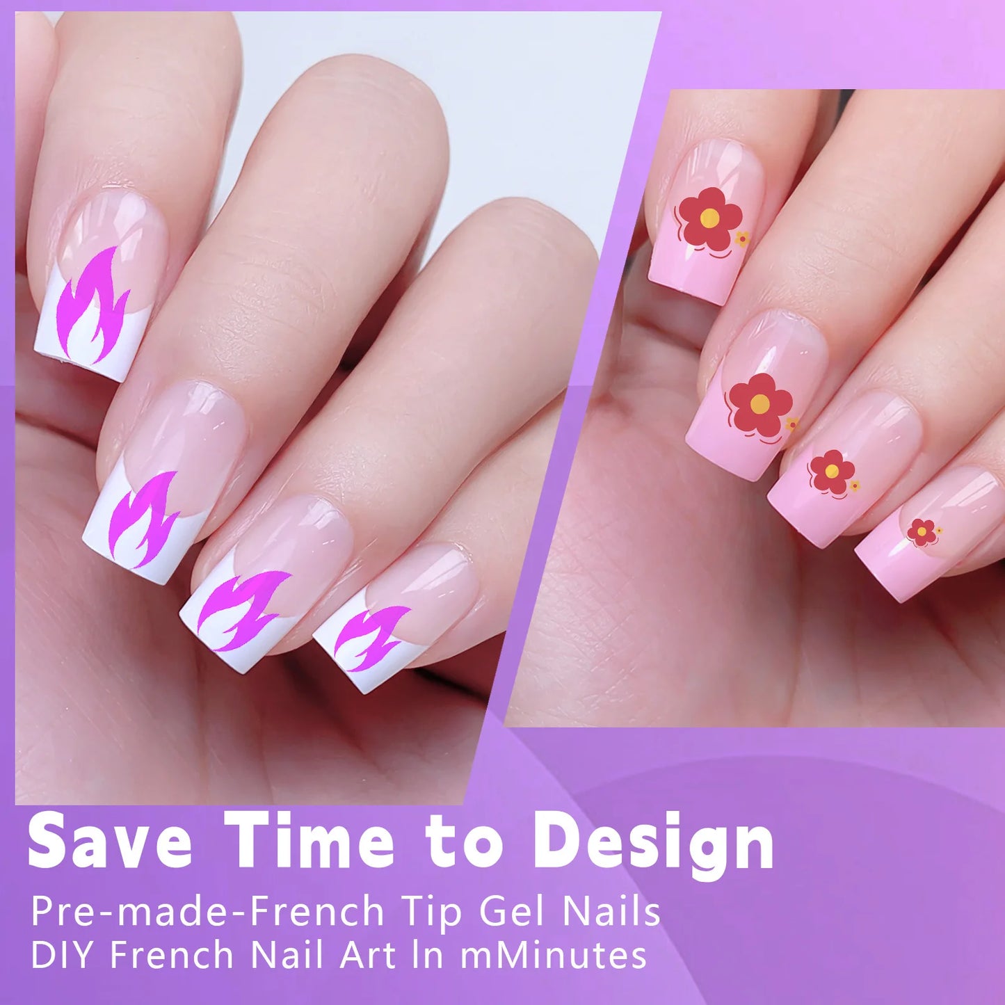 Press On Nails 120pcs | French Acrylic Full Cover Nail Tips | Mixed Sizes