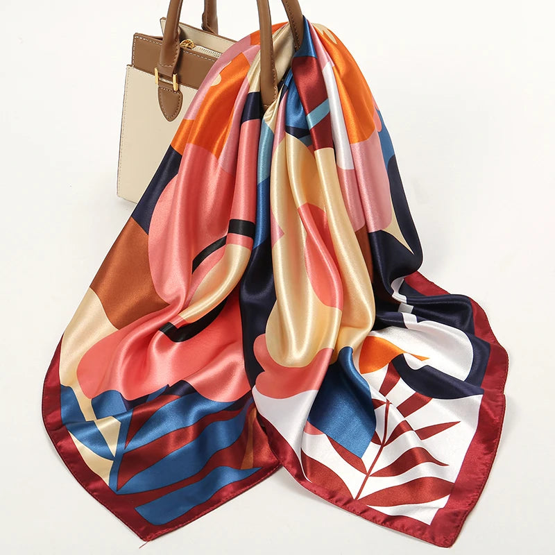 Silk Printed Square Scarf for Women – Versatile Satin Shawl & Headband | Lamaquise