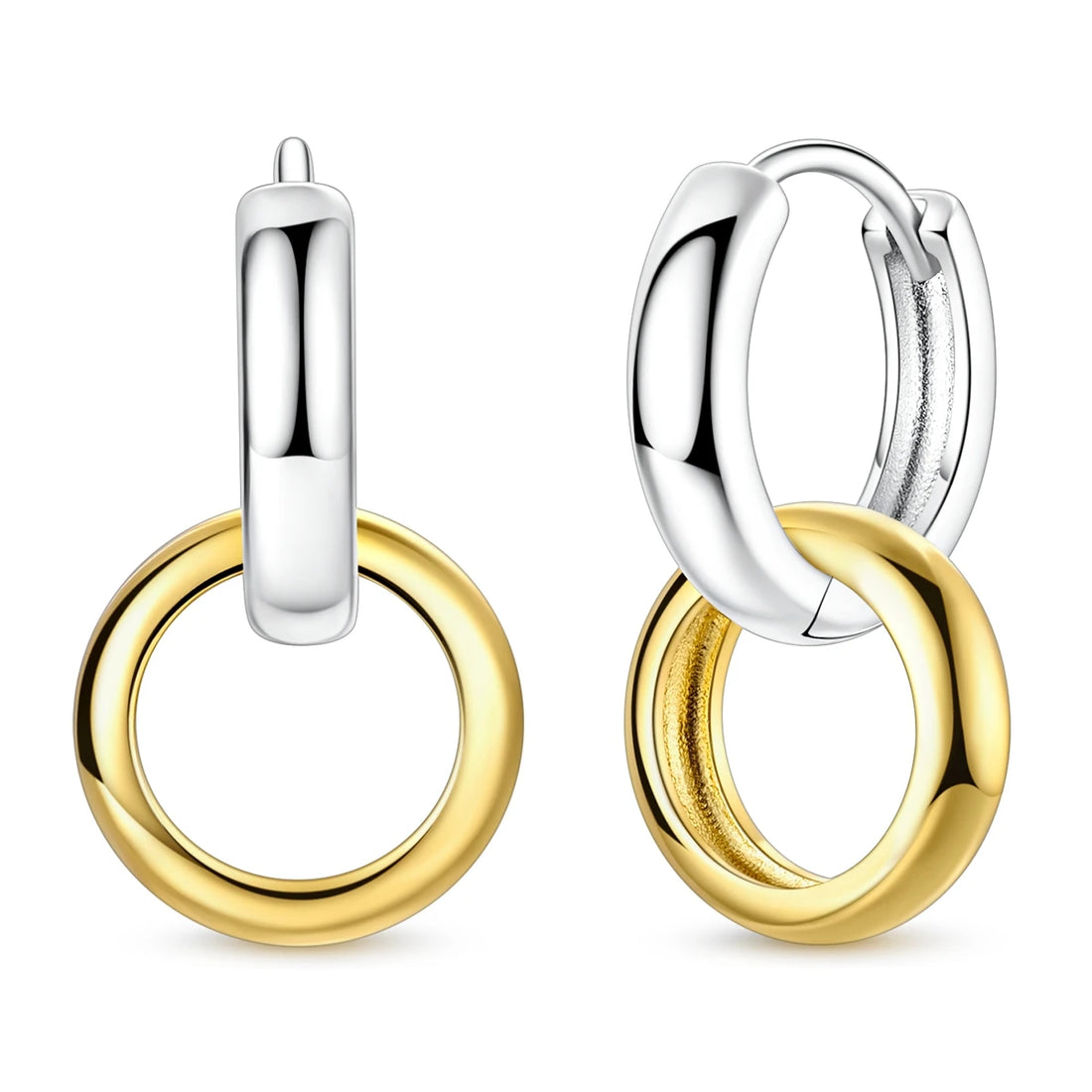 925 Sterling Silver Minimalist Hoop Earrings - Rose Gold & Yellow Gold