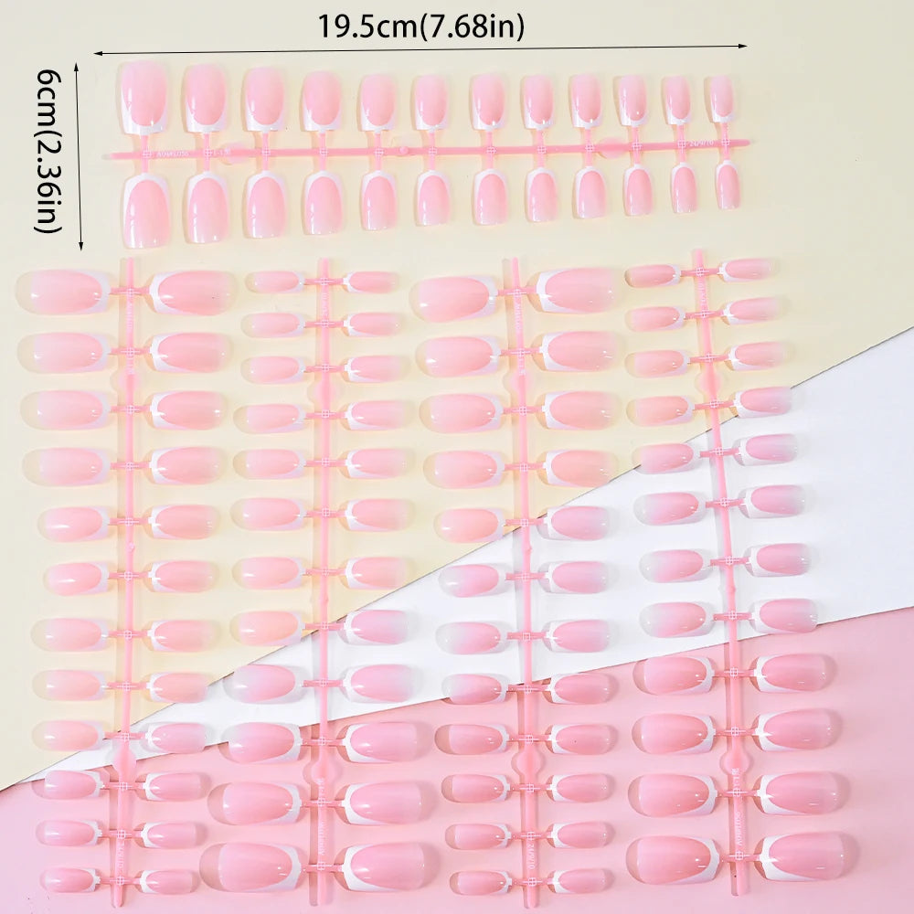 French Coffin Press On Nails 120pcs | Glossy Short Square Full Cover Nail Tips