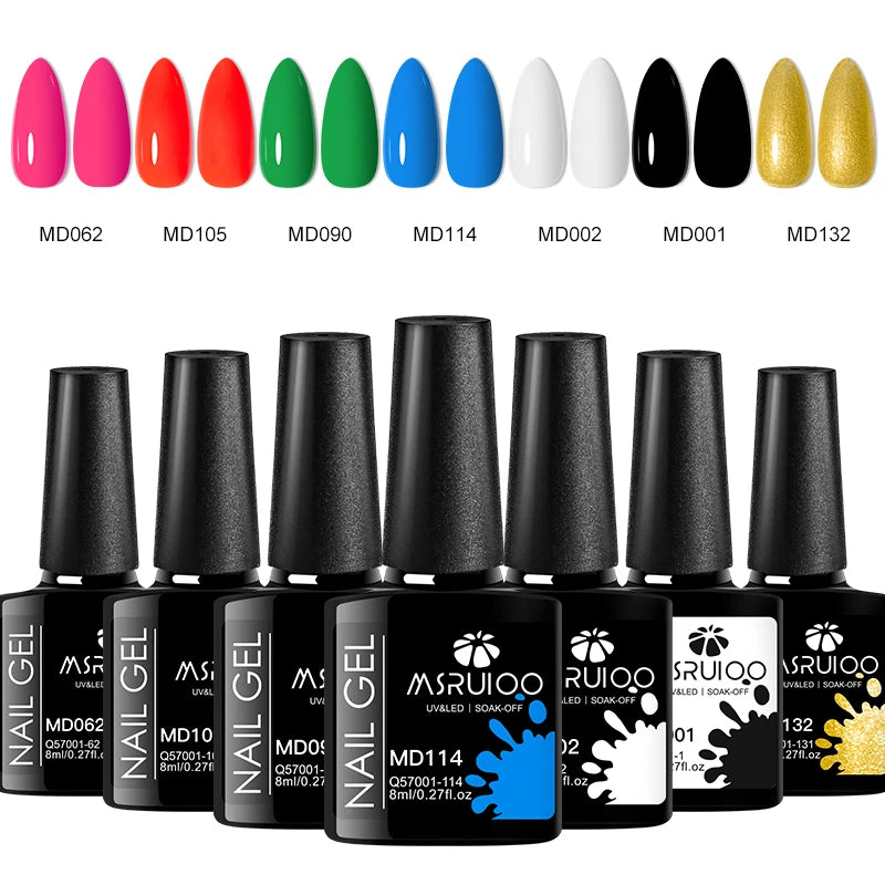 7pc UV Gel Nail Polish Set | Soak Off Long-Lasting DIY Nail Art Kit