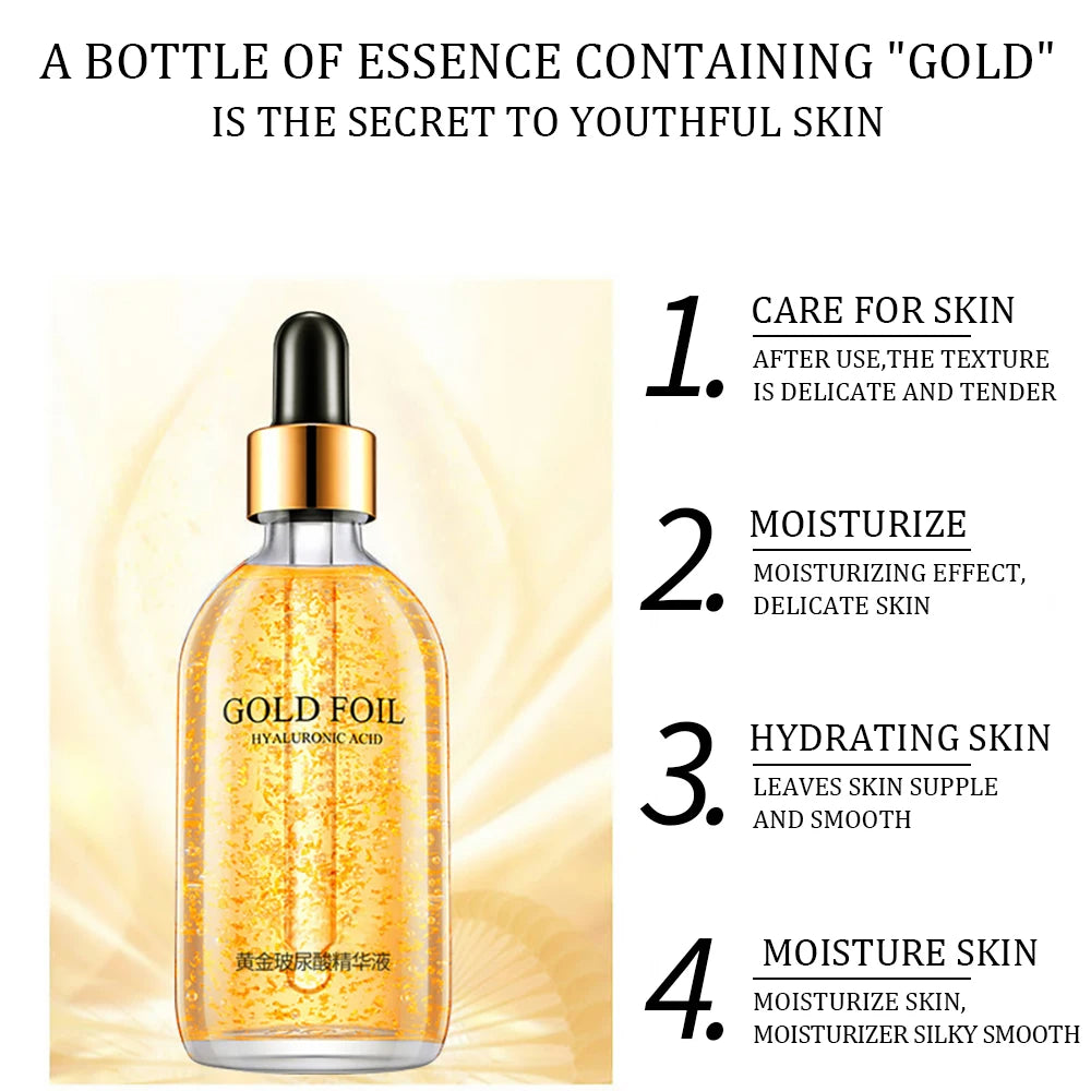 24K Gold & Ginseng Face Serum – Hyaluronic Acid Lifting & Whitening Essence 100ml
