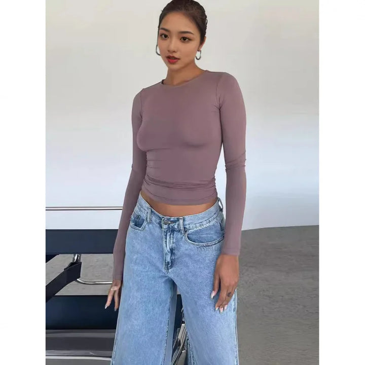 Basic Long Sleeve Crew Neck T-Shirt - Essential Top