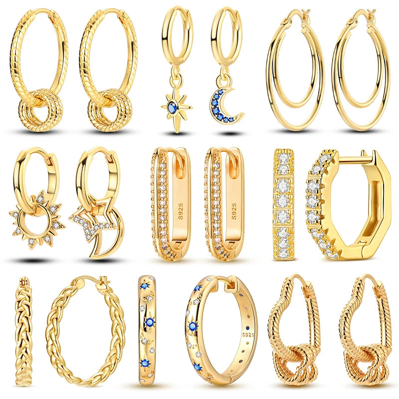 925 Sterling Silver Minimalist Hoop Earrings - Rose Gold & Yellow Gold