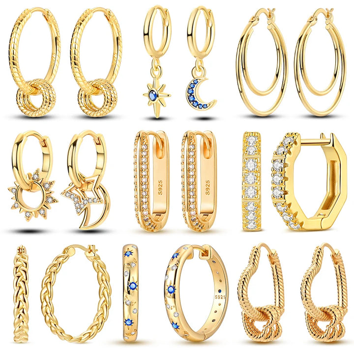 925 Sterling Silver Minimalist Hoop Earrings - Rose Gold & Yellow Gold