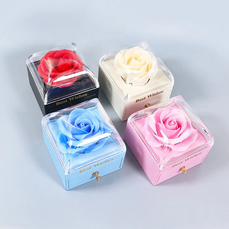 Rose Flower Jewelry Box - Valentine's Day Gift Packaging for Necklaces