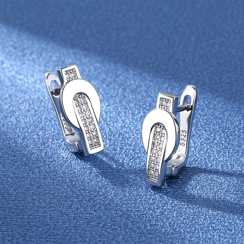 925 Sterling Silver Purple Zirconia Stud Earrings - Vintage Elegant Design