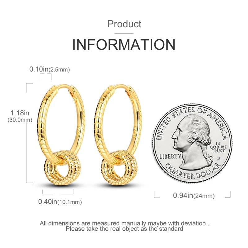 925 Sterling Silver Minimalist Hoop Earrings - Rose Gold & Yellow Gold